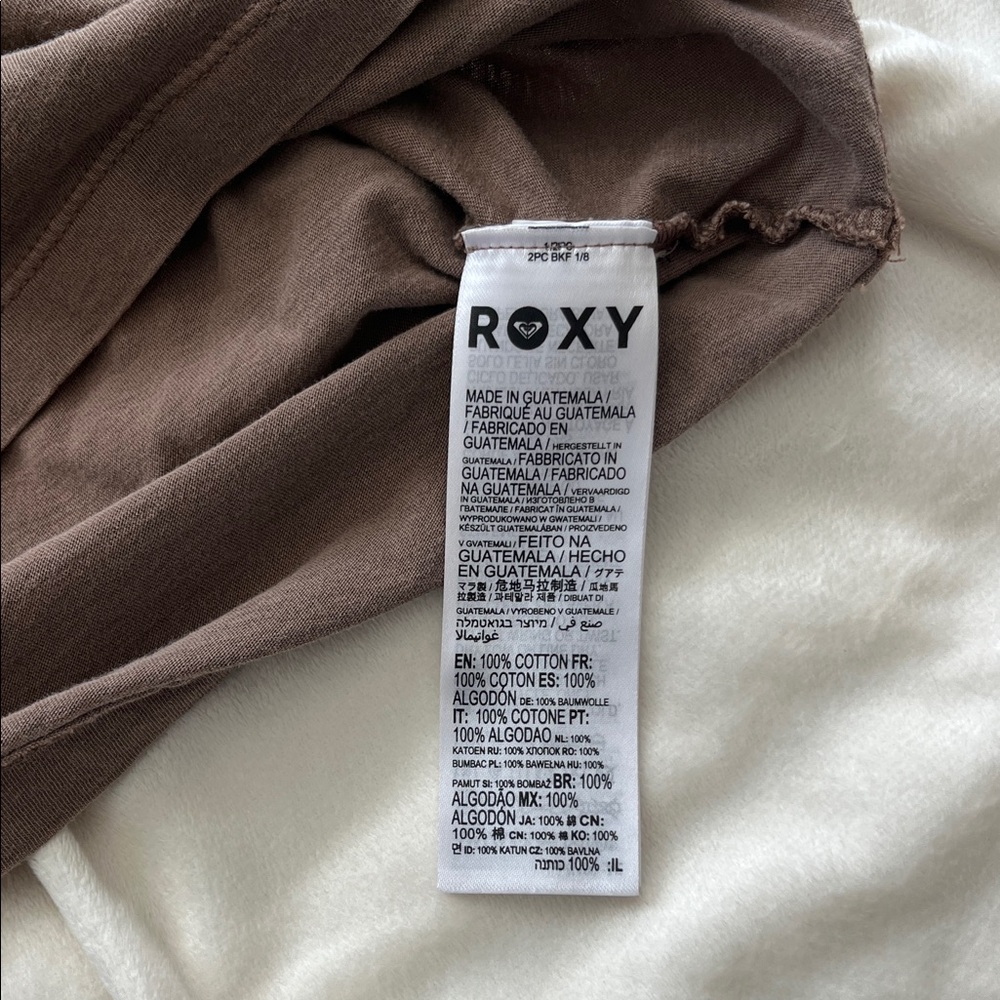 Roxy Chocolate Brown Crop Top with Pink Logo - Picture 9 of 9